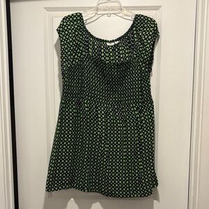 Cato Green and Black Polka Dot Blouse